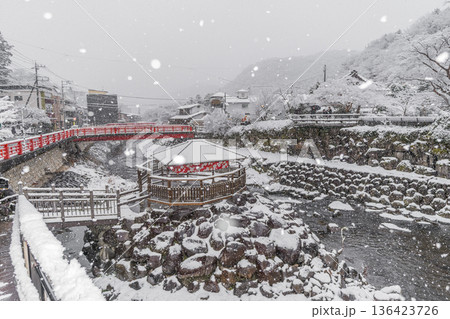 雪降る冬の修善寺 136423726