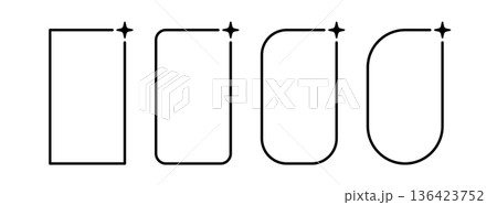 AI rectangle story frames set. Artificial intelligence thin line border. Technology box design element with star. AI robot bar. Neural network frame. Vector illustration isolated on white background 136423752