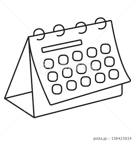 Simple hand drawn line art of a desk calendar. Simple hand drawn line art of a desk calendar. 136423814