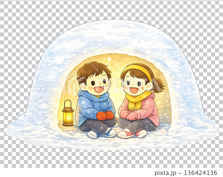 Snowman and Children Kamakura 136424136