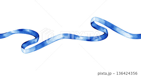 Hand-painted watercolor horizontal seamless border featuring flowing blue silk ribbons. This elegant design captures smooth curves and soft gradients, perfect for delicate wedding stationery Hand-painted watercolor horizontal seamless border featuring flowing blue silk ribbons. This elegant design captures smooth curves and soft gradients, perfect for delicate wedding stationery 136424356