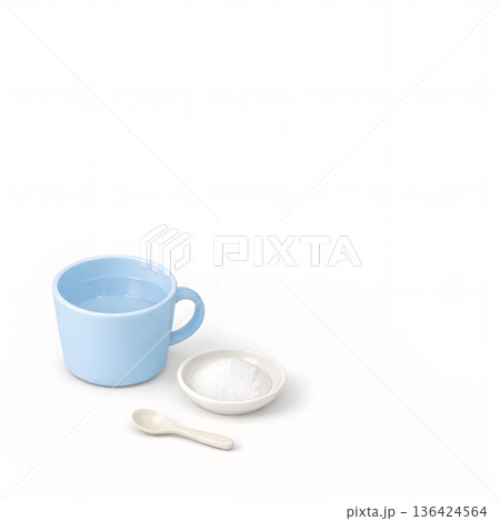 うがいセット のどケア 俯瞰 正方形 白背景 余白 136424564