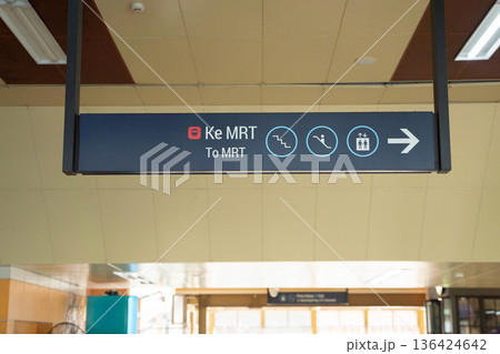 ジャカルタMRT 駅構内の案内表示板 ジャカルタMRT 駅構内の案内表示板 136424642