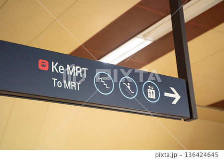 ジャカルタMRT 駅構内の案内表示板 ジャカルタMRT 駅構内の案内表示板 136424645