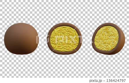 3D rendered Dubai chocolate pistachio cookie on isolated background 3D rendered Dubai chocolate pistachio cookie on isolated background 136424797