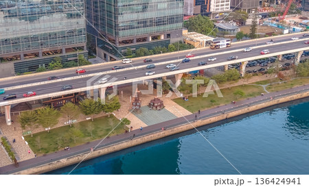 Kwun Tong Bypass runs above waterfront promenade and greenery Feb 8 2026 Kwun Tong Bypass runs above waterfront promenade and greenery Feb 8 2026 136424941