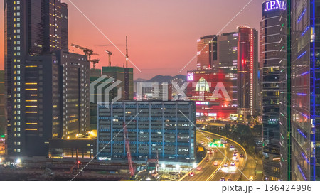Kwun Tong Bypass highway at night in Hong Kong Feb 8 2026 136424996