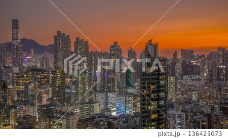 Golden sunset illuminates dense Kowloon West urban skyline Feb 6 2026 Golden sunset illuminates dense Kowloon West urban skyline Feb 6 2026 136425073