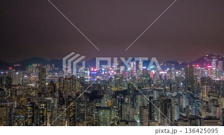 Vibrant night skyline unites Hong Kong and Kowloon Feb 6 2026 136425095