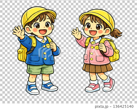 小學生背著書包的插圖 136425140