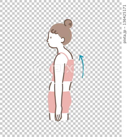 Illustration material of a hunched woman seen from the side 136425171