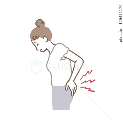 腰痛に苦しむ女性のイラスト素材 腰痛に苦しむ女性のイラスト素材 136425176