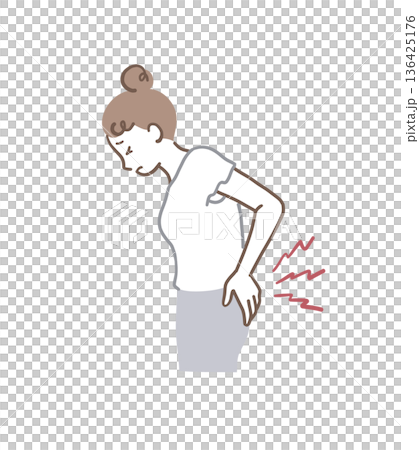 腰痛に苦しむ女性のイラスト素材 腰痛に苦しむ女性のイラスト素材 136425176