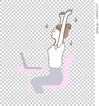 Illustration material of a woman stretching to take a breather 136425177