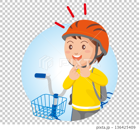 こども自転車ヘルメット着用01 136425409