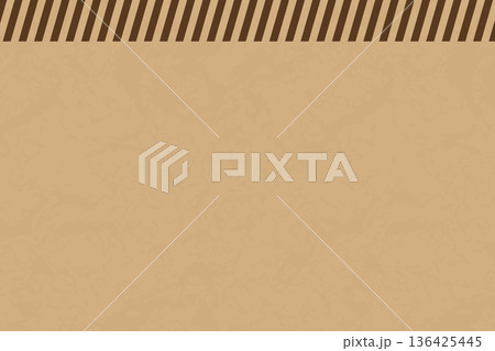 クラフト紙の質感の背景素材、上部に茶色のストライプ柄、ヴィンテージ風テクスチャ 136425445