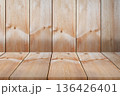 Close-up empty wooden floor and wooden wall background from inside room on vintage style 136426401