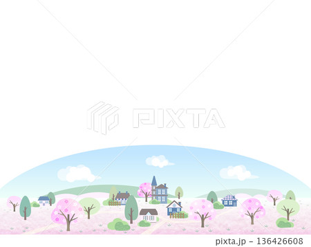 桜が咲く春の風景イラスト. 136426608
