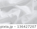 Soft focus white smooth ripple linen fabric on detail texture background 136427207