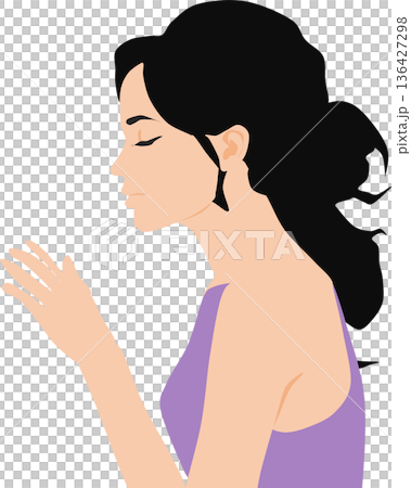 一幅女性側臉親吻的插圖 136427298