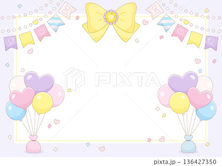 colorful heart balloon party frame 2 136427350