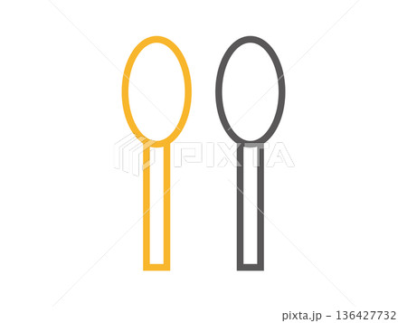 スプーンのアイコンのイラストのセット スプーンのアイコンのイラストのセット 136427732
