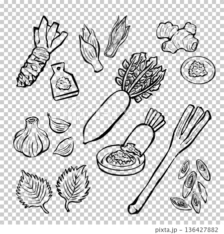 調味品線描插圖集 136427882