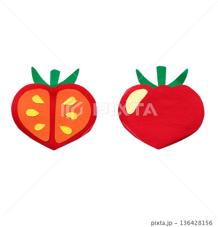 トマト 丸ごとと断面の貼り絵風 色画用紙イラスト 素材 パーツ トマト 丸ごとと断面の貼り絵風 色画用紙イラスト 素材 パーツ 136428156