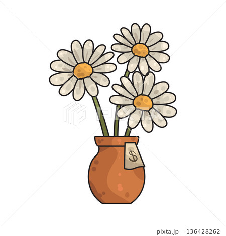 Illustration of Daisy in vase Illustration of Daisy in vase 136428262