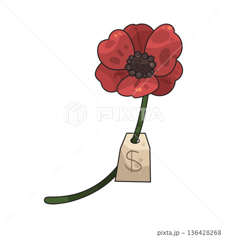 Illustration of Poppy with price tag 136428268