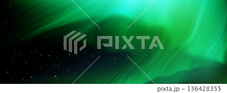 Aurora borealis lights in northern starry sky 136428355