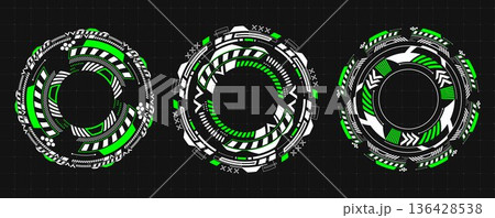 Round hud interface, circular tech elements Round hud interface, circular tech elements 136428538