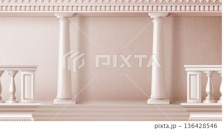 Ancient greek or roman arch with marble columns 136428546