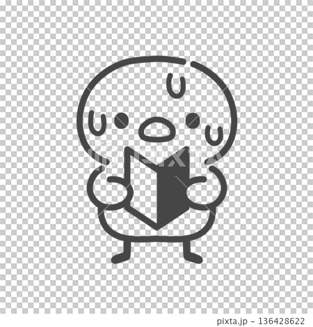 A hand-drawn line drawing of a sweaty chick holding a beginner's mark. A beginner's image that expresses impatience, confusion, and anxiety. A hand-drawn line drawing of a sweaty chick holding a beginner's mark. A beginner's image that expresses impatience, confusion, and anxiety. 136428622