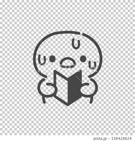 A hand-drawn line drawing of a sweaty chick holding a beginner's mark. A beginner's image that expresses impatience, confusion, and anxiety. A hand-drawn line drawing of a sweaty chick holding a beginner's mark. A beginner's image that expresses impatience, confusion, and anxiety. 136428624