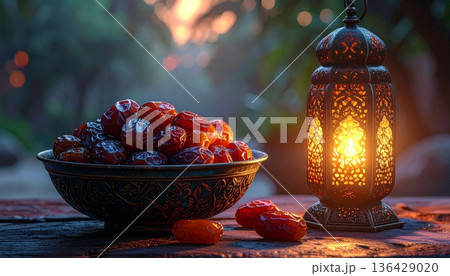 A festive Christmas decoration on the fireplace and table features a gourmet bowl of fresh red currants and ripe berries, creating a healthy sweet dessert dish for a holiday meal 136429020