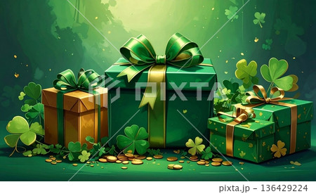 A festive green Christmas gift box wrapped with a decorative red ribbon and bow creates a perfect holiday celebration surprise or birthday present illustration vector A festive green Christmas gift box wrapped with a decorative red ribbon and bow creates a perfect holiday celebration surprise or birthday present illustration vector 136429224