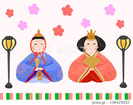 3月行事のひな祭りで飾る雛人形のイラスト 3月行事のひな祭りで飾る雛人形のイラスト 136429287