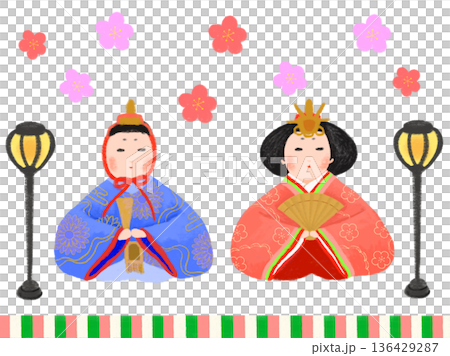 3月行事のひな祭りで飾る雛人形のイラスト 3月行事のひな祭りで飾る雛人形のイラスト 136429287