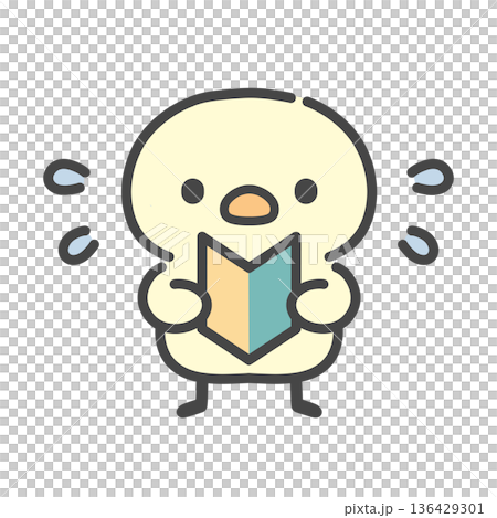 手繪插圖，描繪了一個滿頭大汗的小伙子手裡拿著一個初學者標誌。 136429301