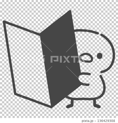 初心者マークからひょっこり顔を覗かせるひよこの手書き線画イラスト 初心者・新生活・スタート 初心者マークからひょっこり顔を覗かせるひよこの手書き線画イラスト 初心者・新生活・スタート 136429308