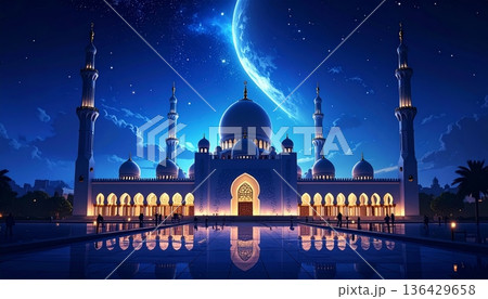 The Blue Mosque at night in Istanbul features stunning architecture with illuminated domes and minarets, serving as a historic Turkish landmark and religious symbol in the heart of the city The Blue Mosque at night in Istanbul features stunning architecture with illuminated domes and minarets, serving as a historic Turkish landmark and religious symbol in the heart of the city 136429658