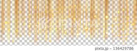 奢華聖誕風格金色筆觸，橫向透明背景 136429786