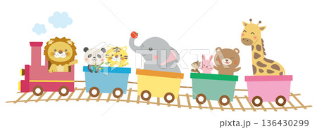 動物たちが汽車に乗るかわいいイラスト 136430299