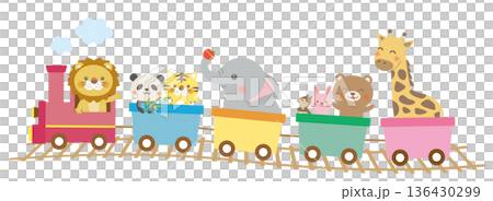 動物たちが汽車に乗るかわいいイラスト 136430299