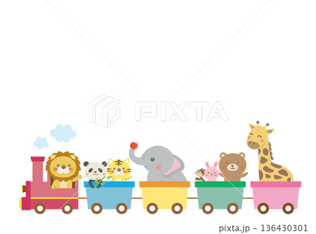 動物たちが汽車に乗るかわいいイラスト 136430301