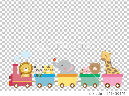 動物たちが汽車に乗るかわいいイラスト 136430301