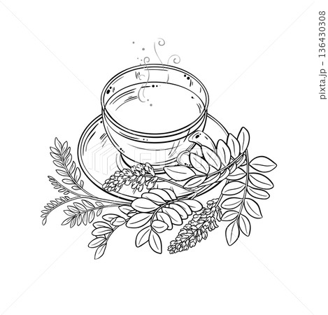 Cup of Licorice Tea Outline Illustration. Cup of Licorice Tea Outline Illustration. 136430308