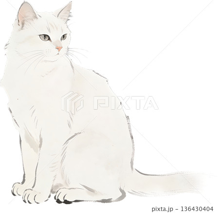 アンティーク風の猫のイラスト ヴィンテージ調の動物素材 アンティーク風の猫のイラスト ヴィンテージ調の動物素材 136430404