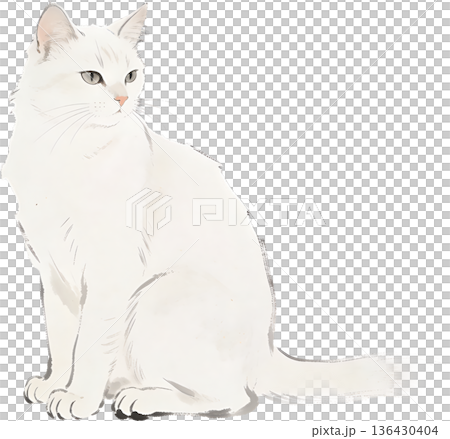 アンティーク風の猫のイラスト ヴィンテージ調の動物素材 アンティーク風の猫のイラスト ヴィンテージ調の動物素材 136430404